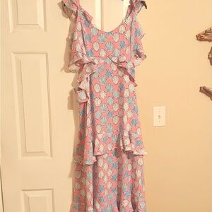Simply Southern Blue and Pink Shell Maxi Dress